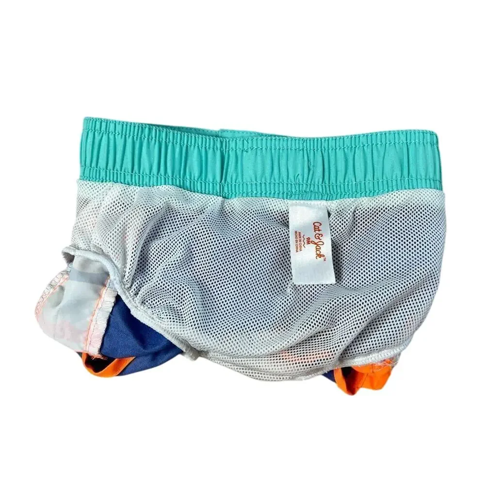 Cat and Jack Blue‎ Side Stripe UPF Swim Trunks Shorts 9 months Baby Swimwear